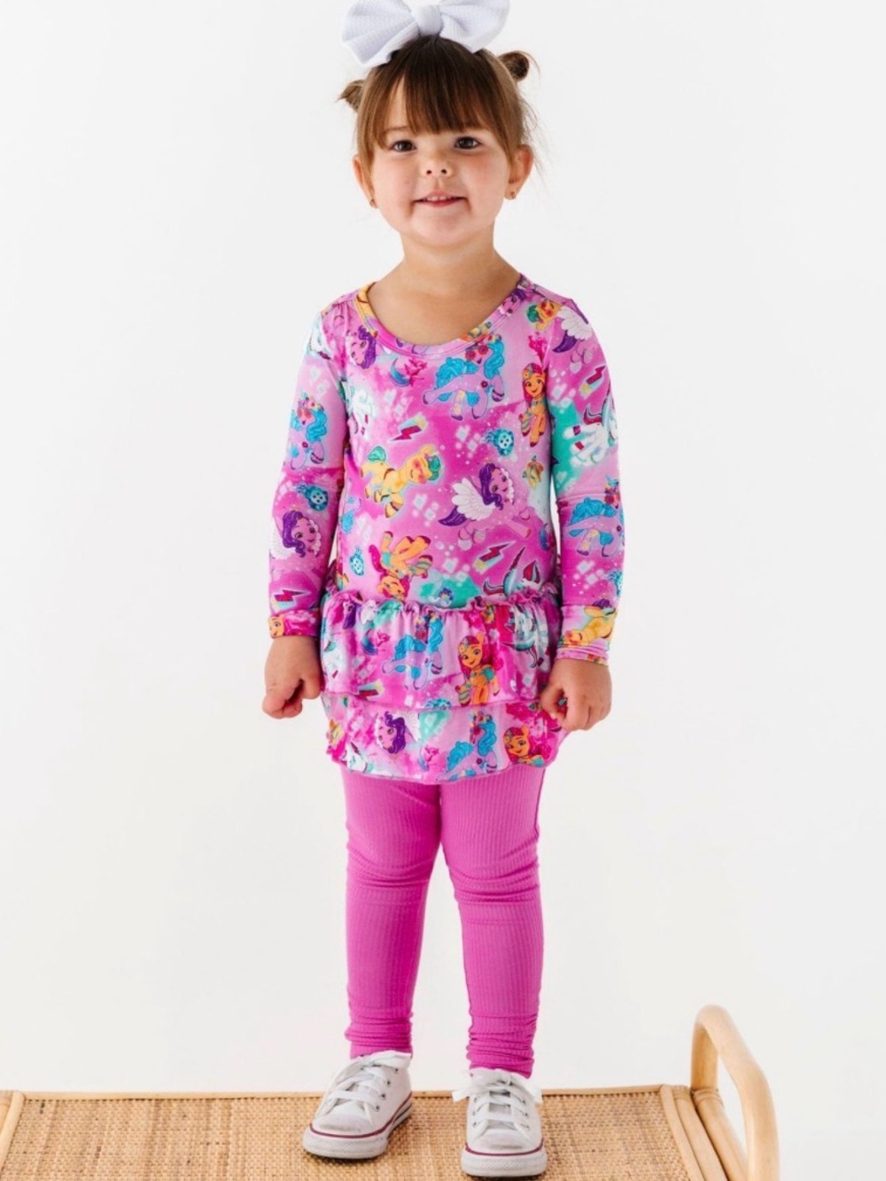 Pink Long Sleeve Girls' Mermaid Print Tunic Top